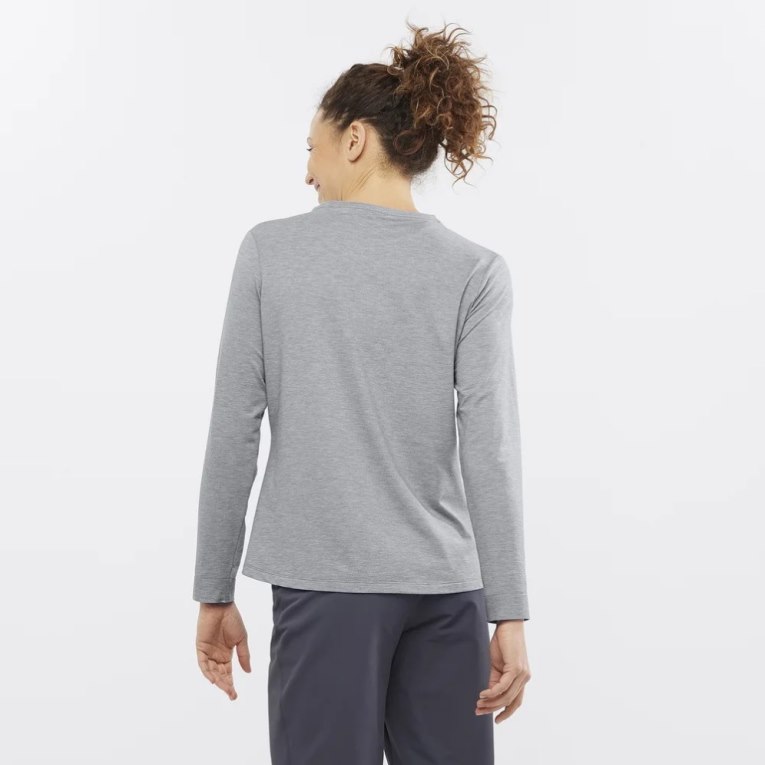 Grey Salomon Essential Tencel Long Sleeve Women's T-Shirts | IE LF8729